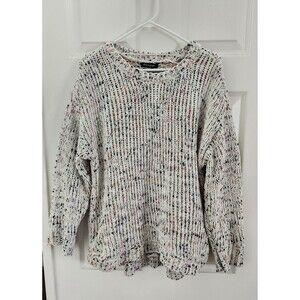 Cable & Gauge Oversized Chunky Knit Pullover Sweater 1x Ivory Off White